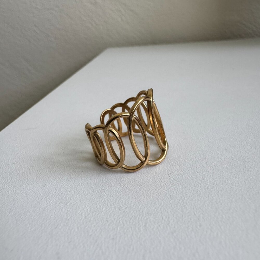 Gold Statement Ring with Open Oval Design - Picture 6 of 6